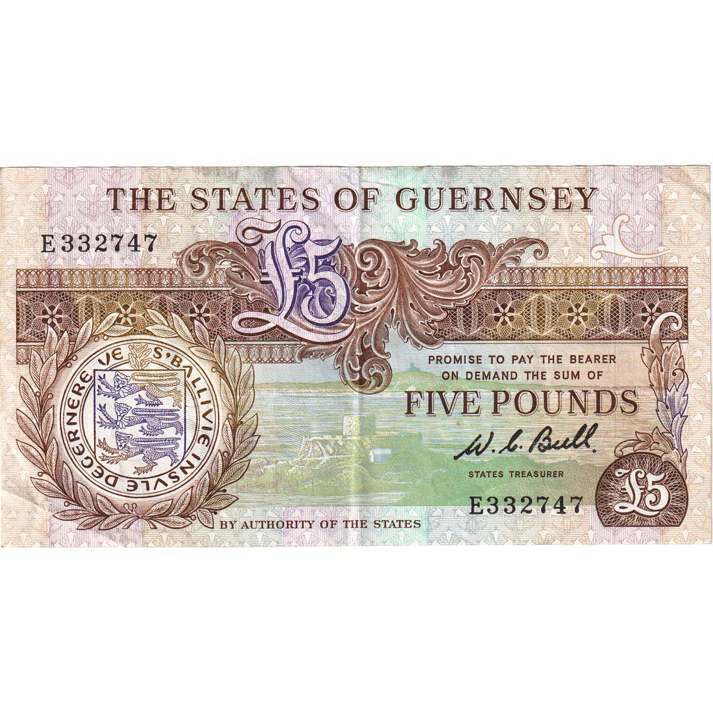 Guernsey, 5 Pounds, undated (1980-89), KM:49a, AU(50-53)