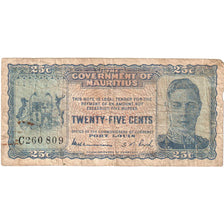 Mauritius, 25 Cents, 1940, KM:24a, VF(20-25)