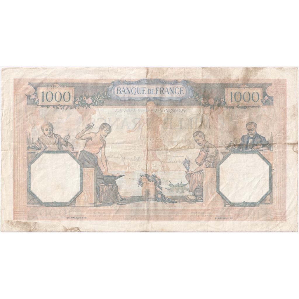 Frankreich, 1000 Francs, 1939, H.8537, SS, Fayette:38.40, KM:90c