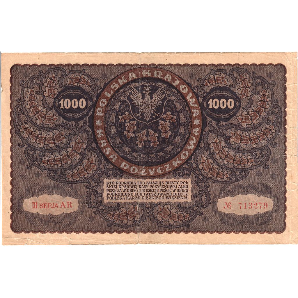 Poland, 1000 Marek, 1919, 1919-08-23, KM:29, EF(40-45)