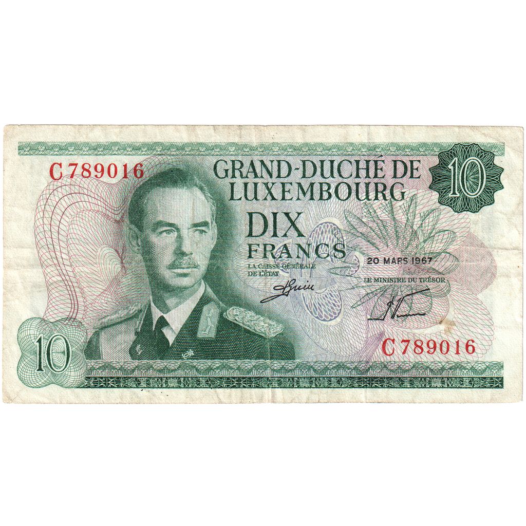 Luxembourg, 10 Francs, 1967-03-20, KM:53a, EF(40-45)