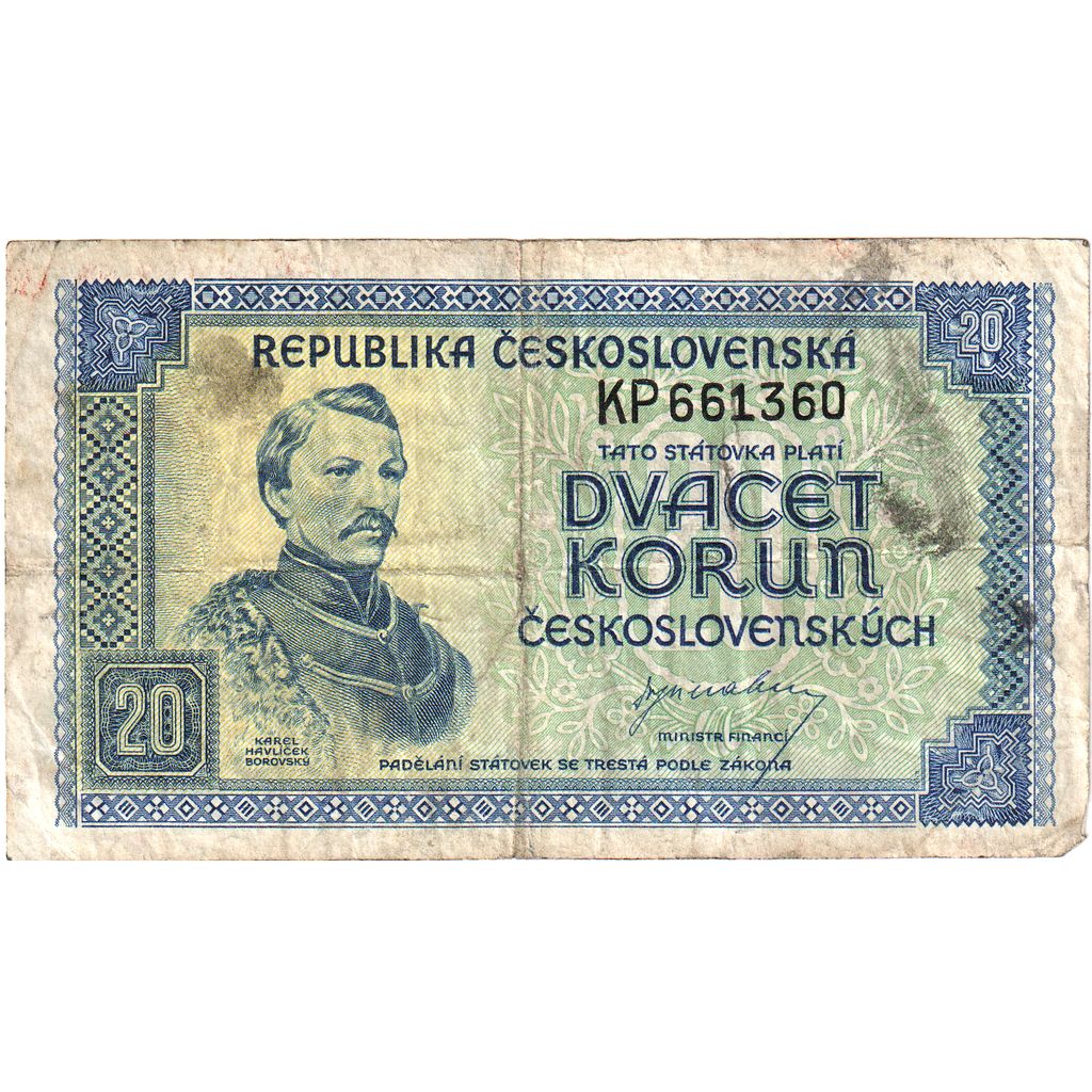 Cecoslovacchia, 20 Korun, B+