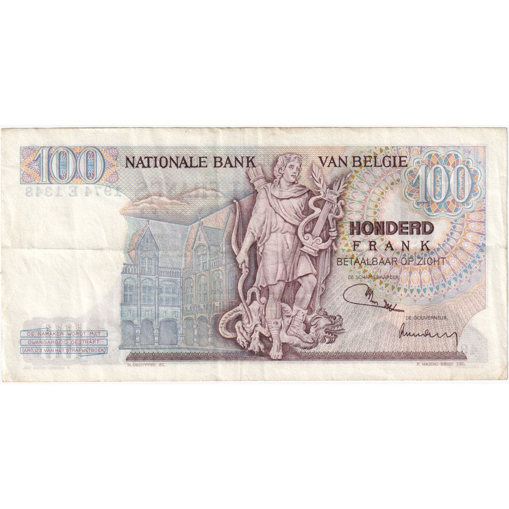 Bélgica, 100 Francs, 1972-07-24, VF(20-25)