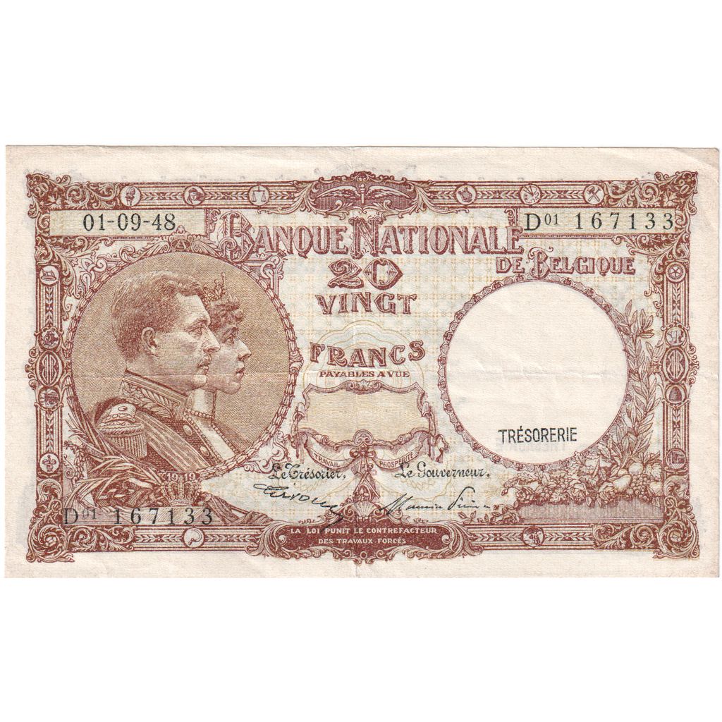Belgien, 20 Francs, 1948-09-01, SS