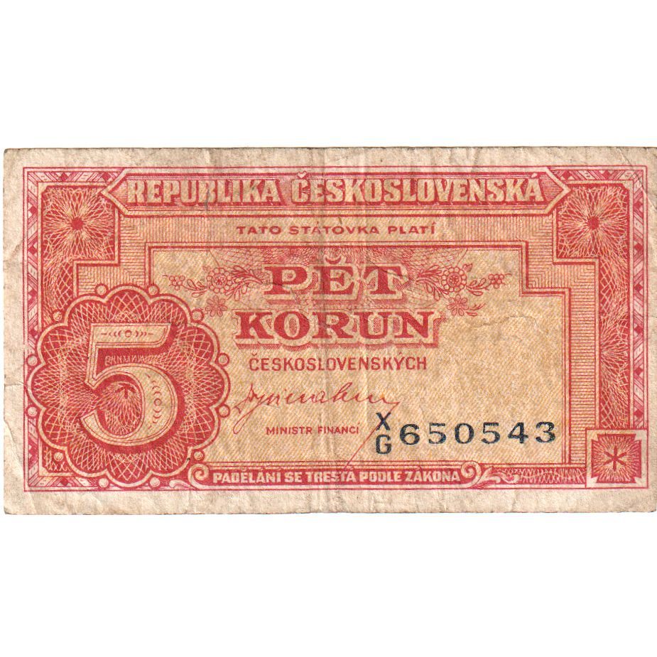 Tschechoslowakei, 5 Korun, 1949-01-25, SGE