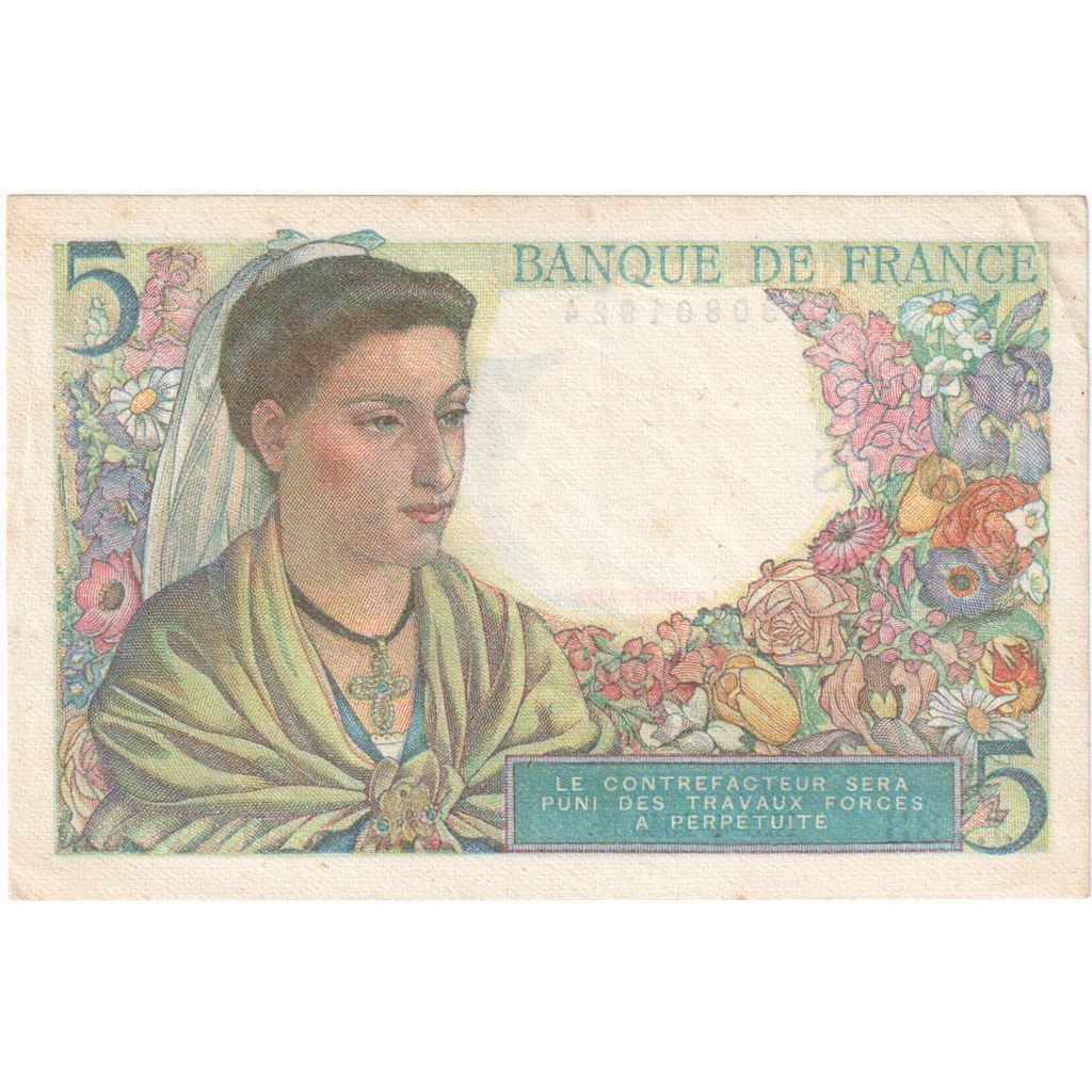 France, 5 Francs, Berger,  1945-04-05, J.133, UNC(60-62)