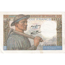 France, 10 Francs, Mineur, 1942-06-11, O.8, EF(40-45)