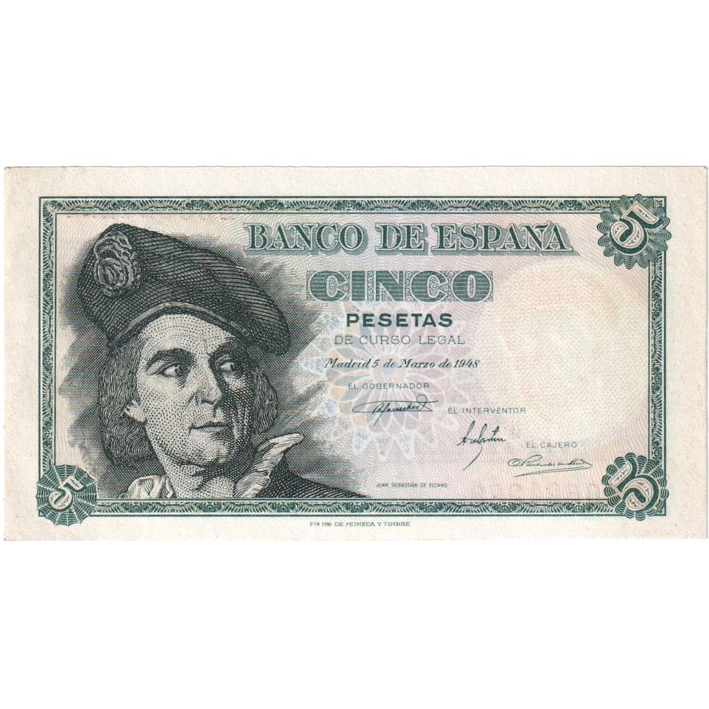 Spagna, 5 Pesetas, 1948-03-05, SPL