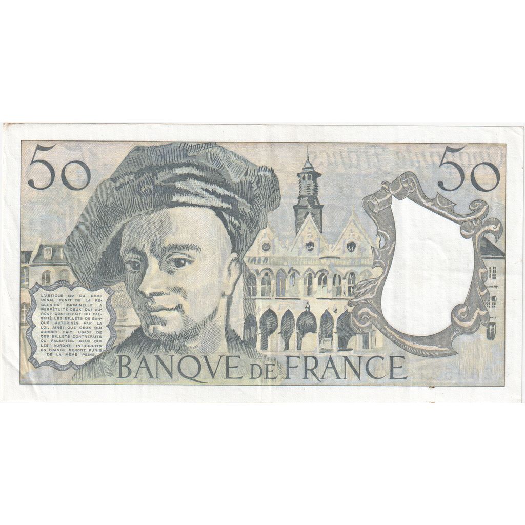 France, 50 Francs,Quentin De La Tour, 1992, O.71, UNC(64)