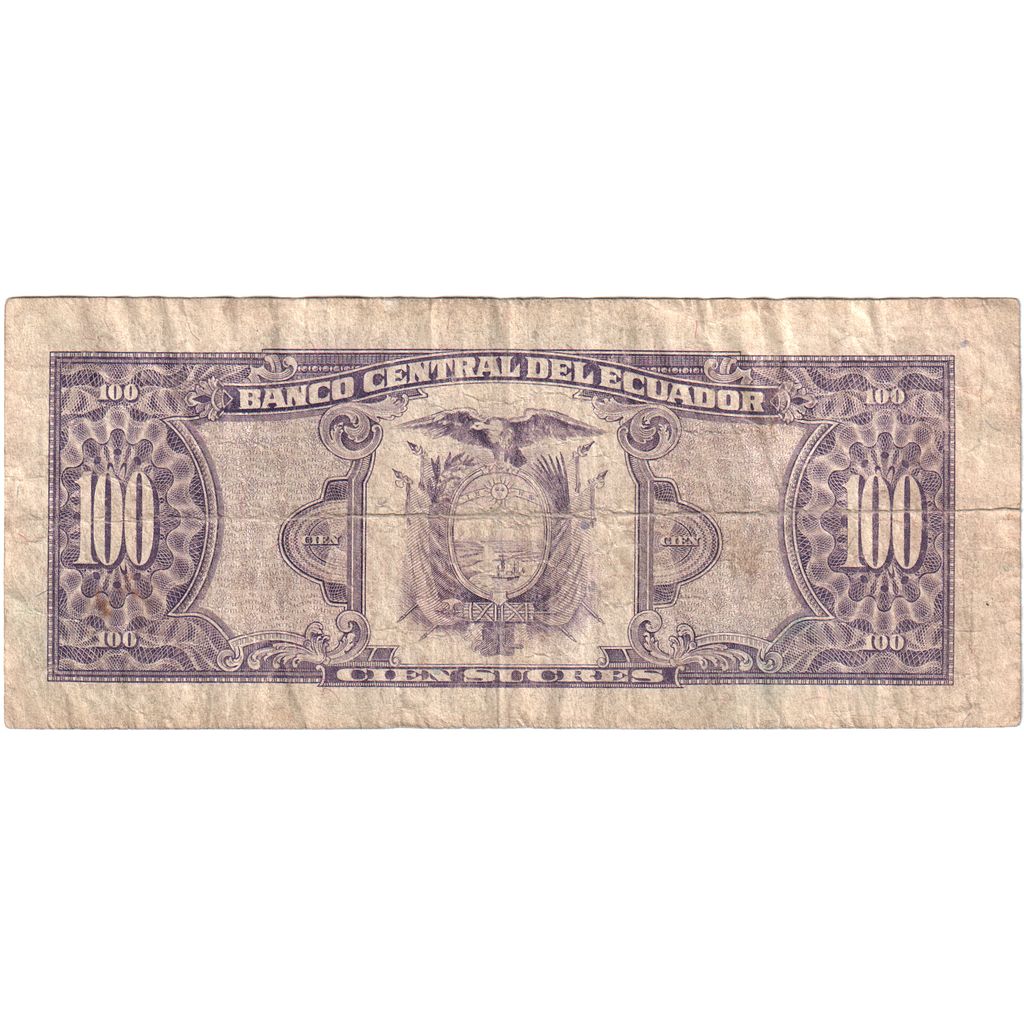Ekwador, 100 Sucres, 1992-3-9, VG(8-10)