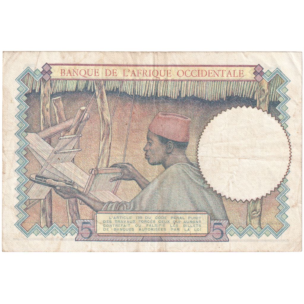 Frans West Afrika, 5 Francs, 1941-03-06, TTB