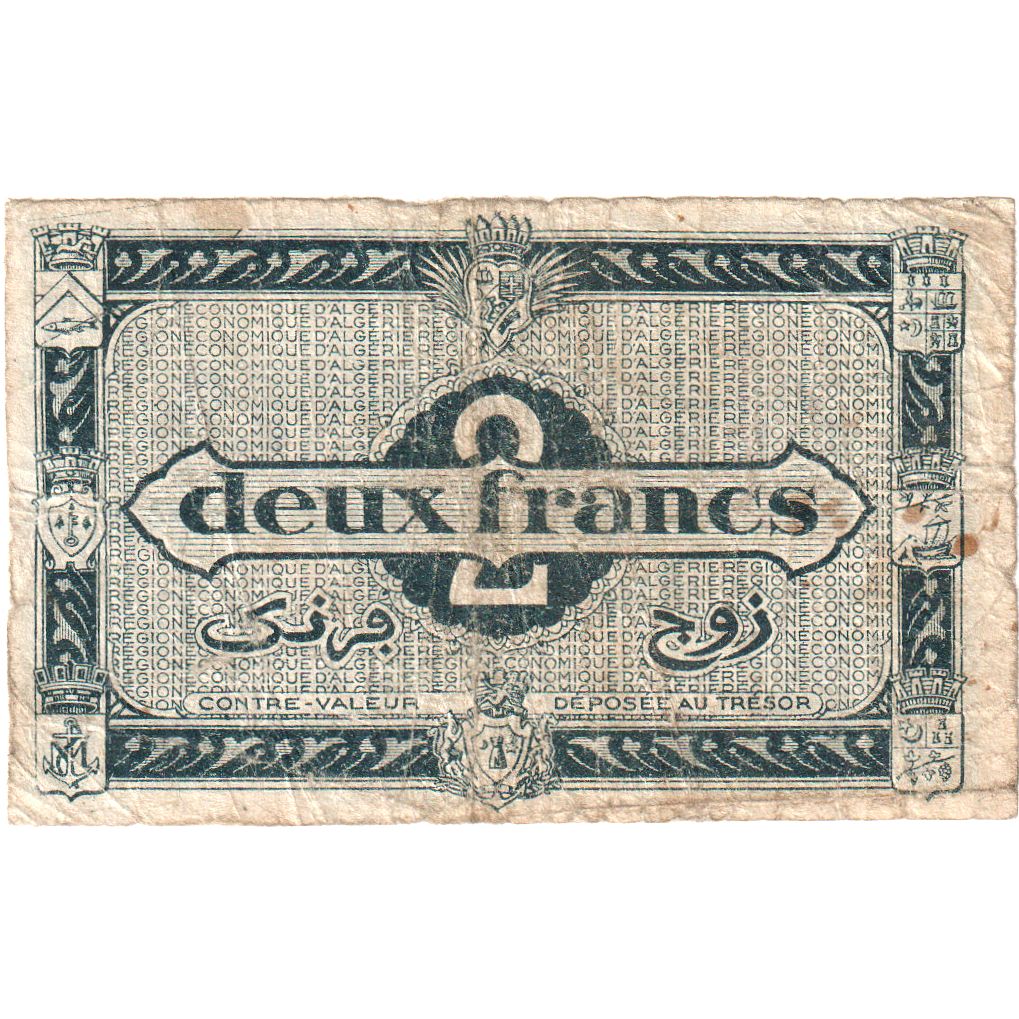Argélia, 2 Francs, 1944-01-31, VF(20-25)