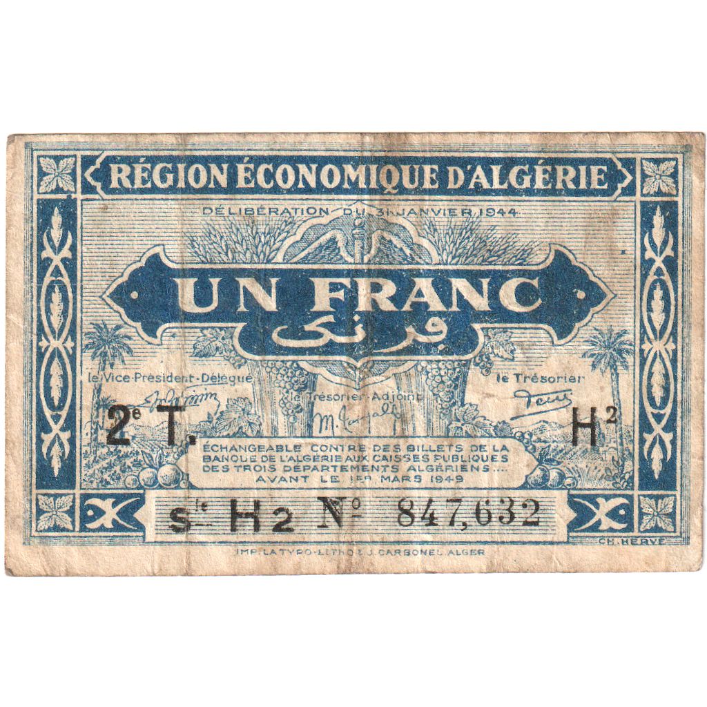 Algeria, 1 Franc, 1944-01-31, MB