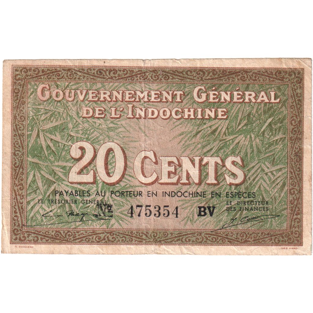 FRENCH INDO-CHINA, 20 Cents, Undated (1939), VF(20-25)