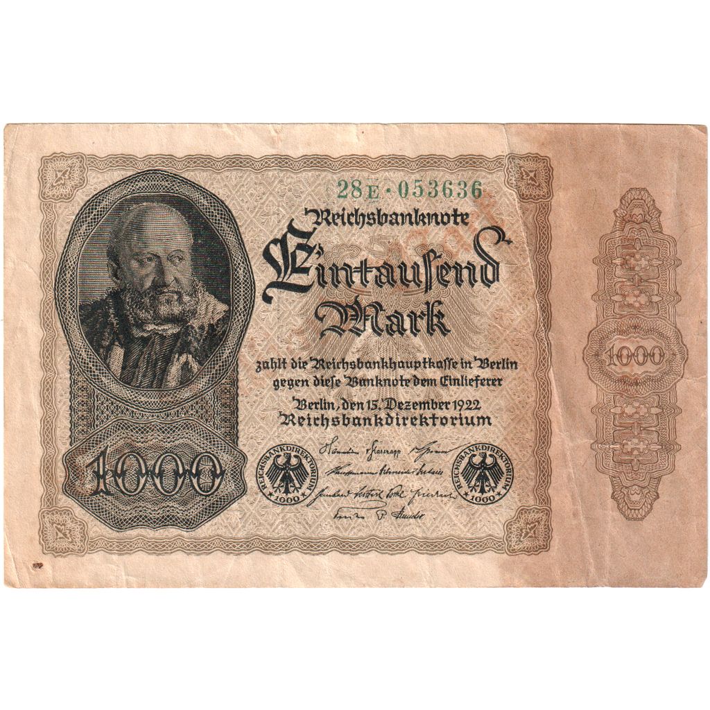 Germany, 1000 Mark, 1922-12-15, VF(20-25)