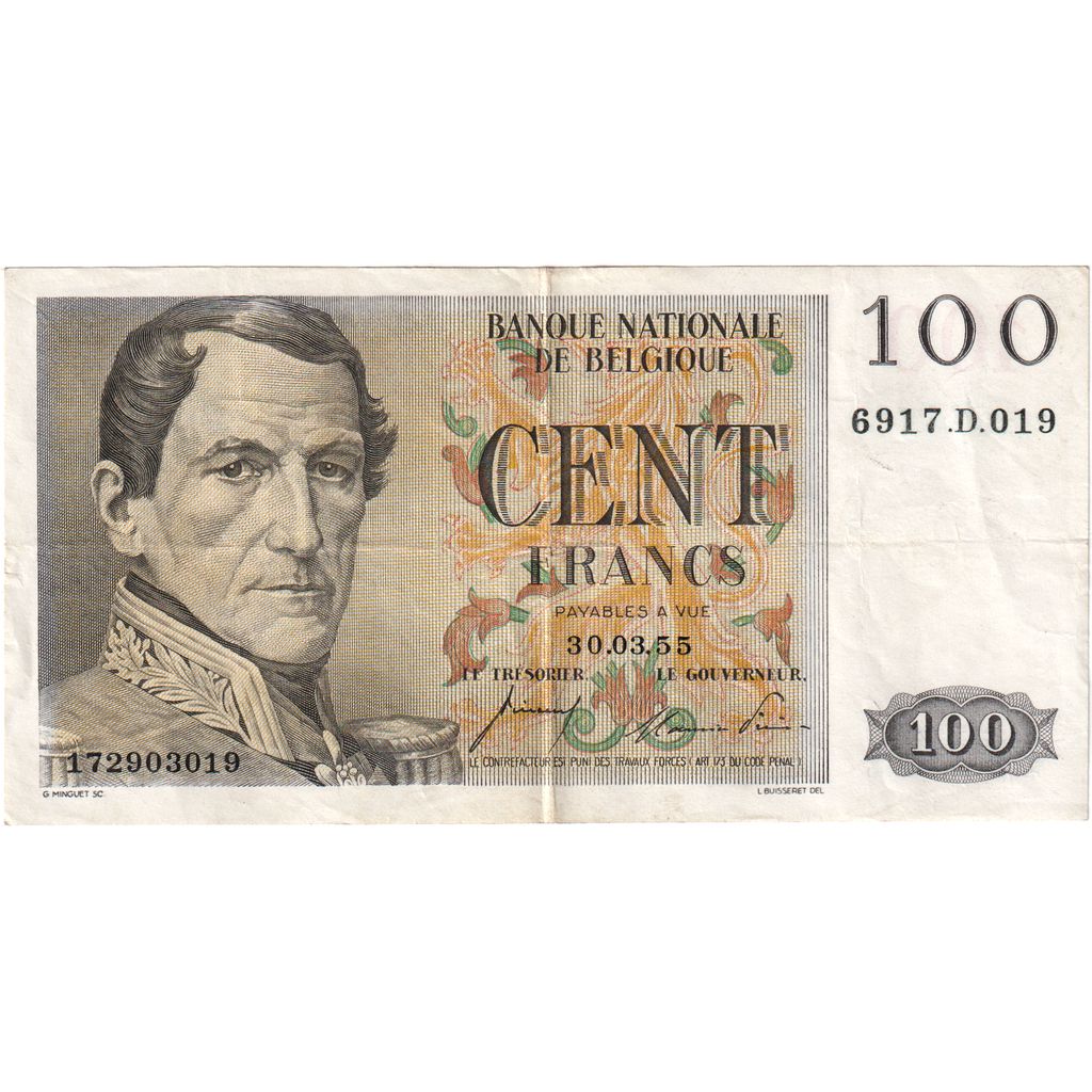 Belgio, 100 Francs, 1955-03-30, BB