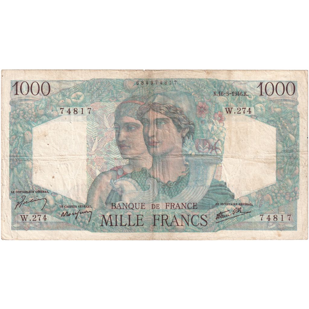 France, 1000 Francs, Minerve et Hercule, 1946-05-16, W.274, TB