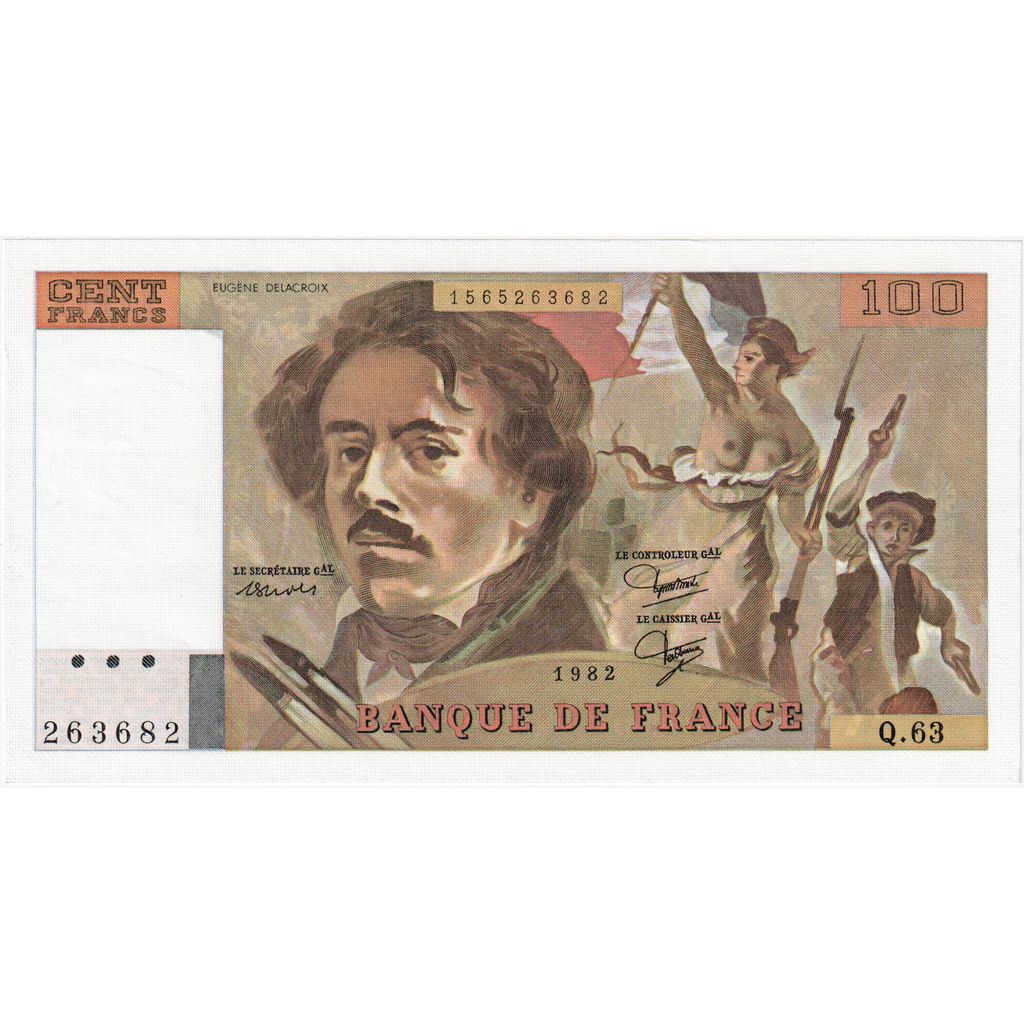 France, 100 Francs, Delacroix, Q.63, UNC(65-70)
