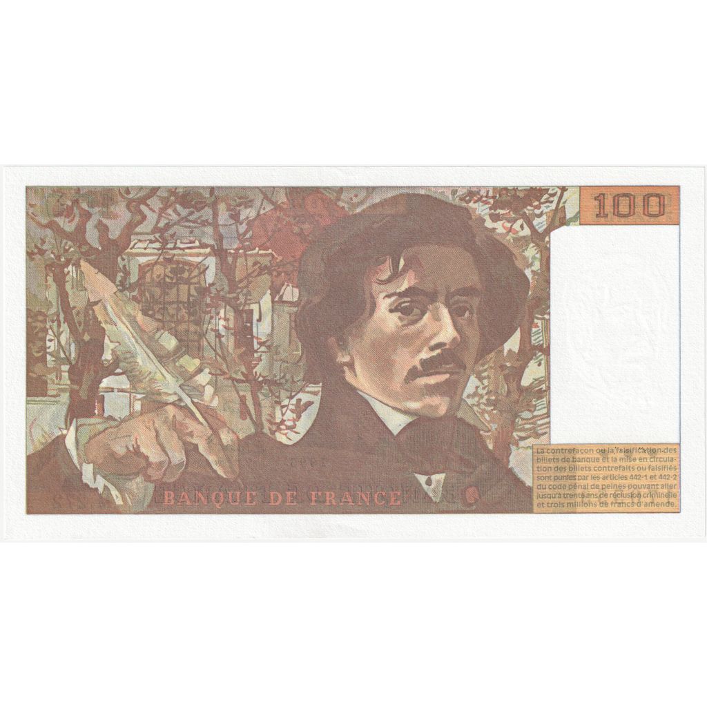 France, 100 Francs, Delacroix, M.272, UNC(65-70)