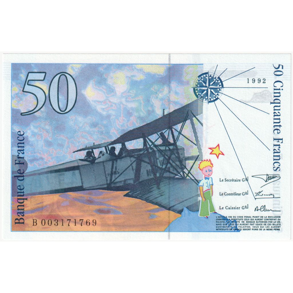 France, 50 Francs, Saint-Exupéry, B003171769, UNC(65-70)