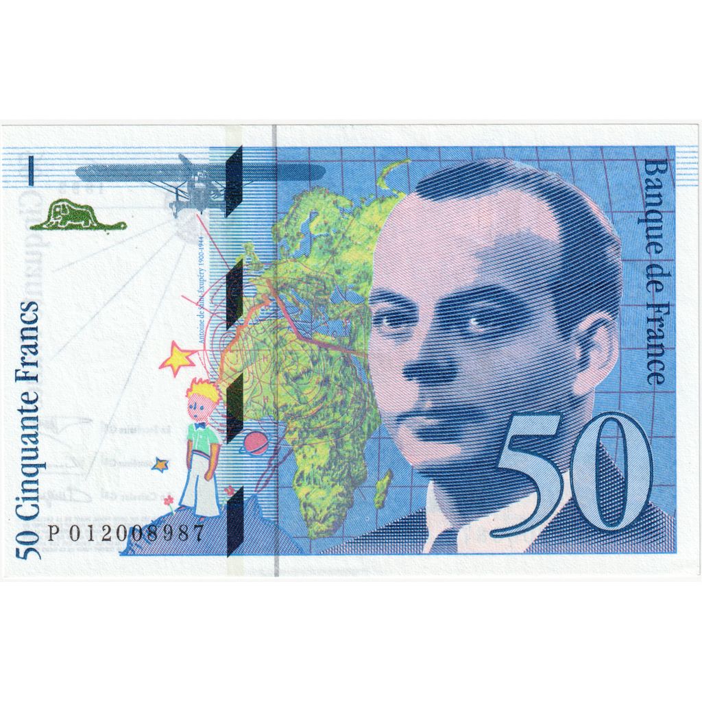 France, 50 Francs, Saint-Exupéry, P012008987, UNC(65-70)