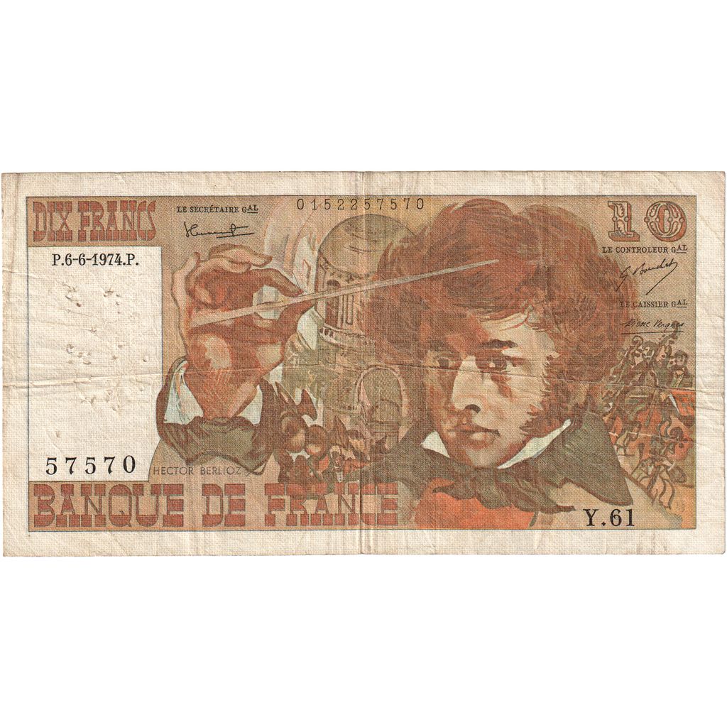 Frankreich, 10 Francs, Berlioz, 1974-06-06, Y.61, S