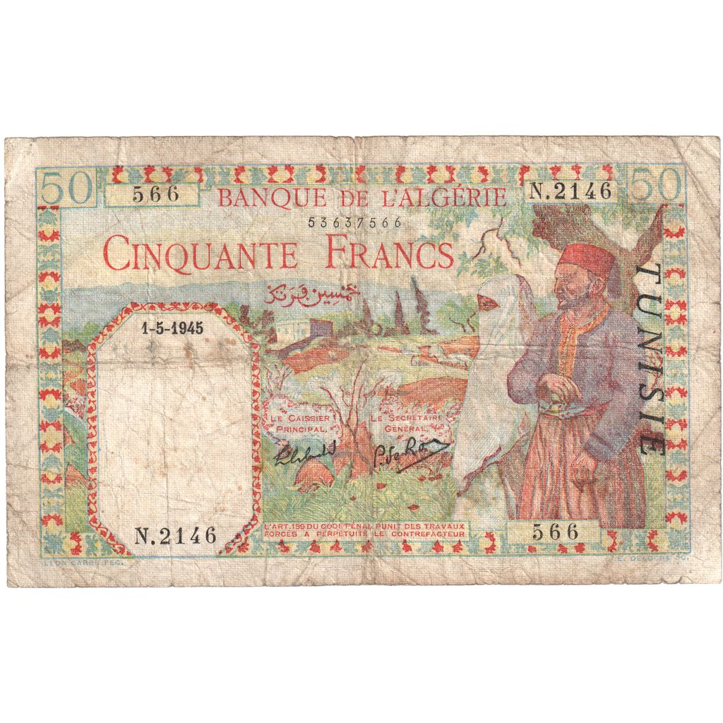 Algeria, 50 Francs, 1945-05-01, MB