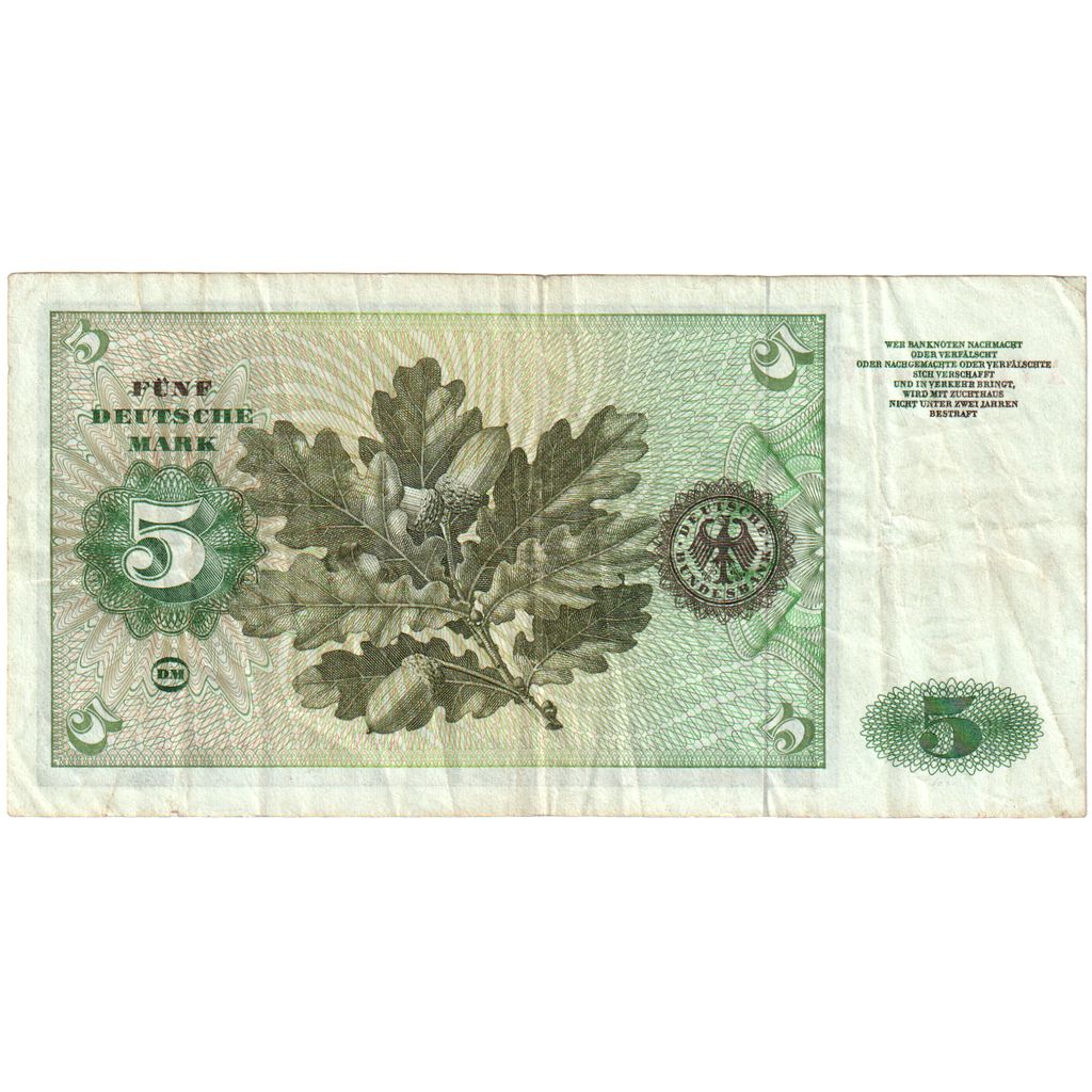 GERMANY - FEDERAL REPUBLIC, 5 Deutsche Mark, 1960-01-02, VF(20-25)