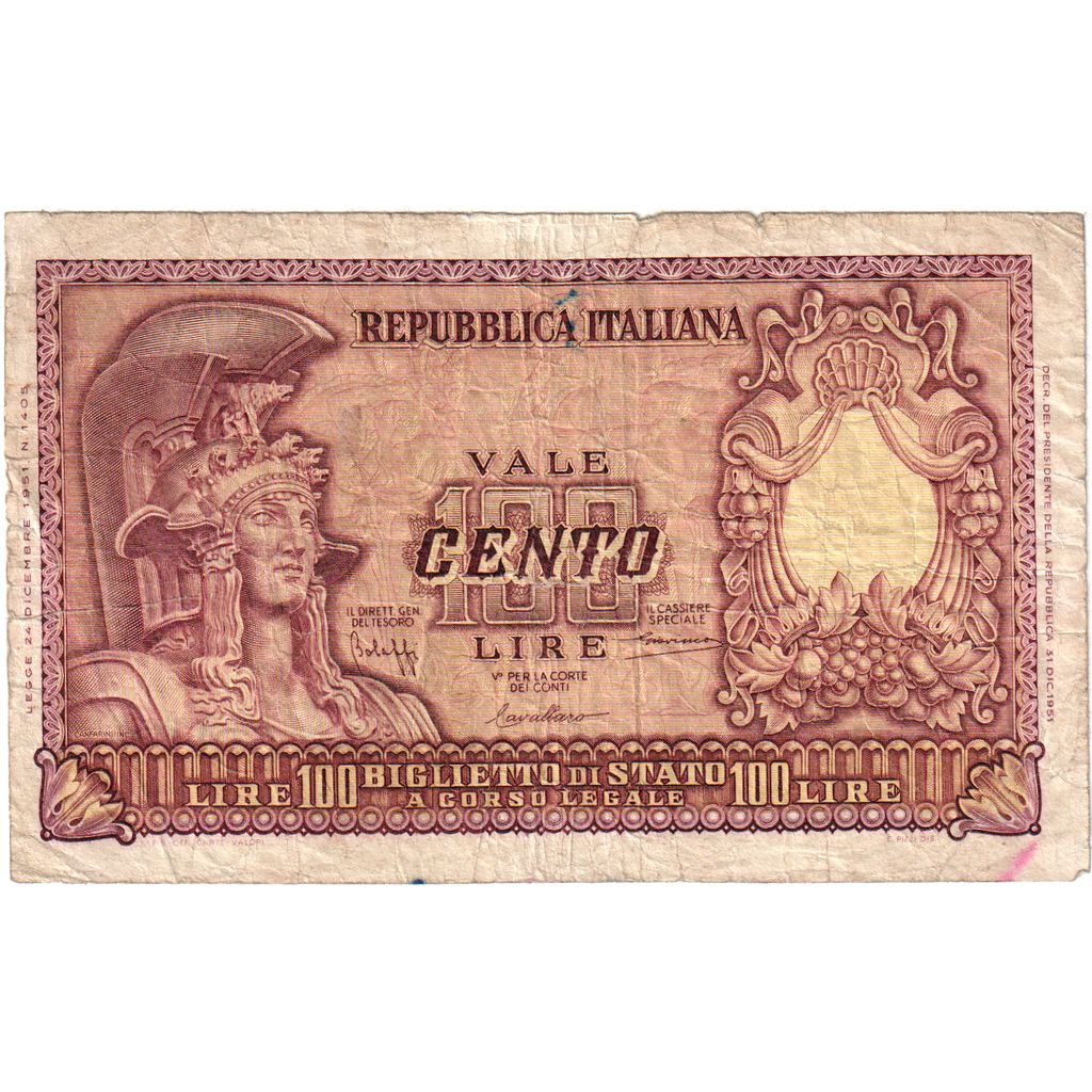 Italien, 100 Lire, 1951-12-31, S