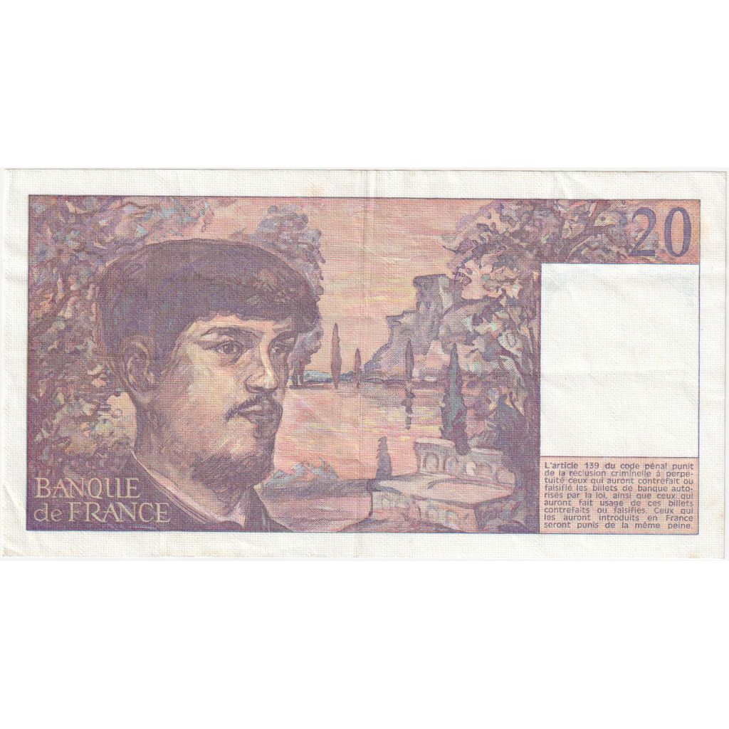 France, 20 Francs, Debussy, J.017, TTB