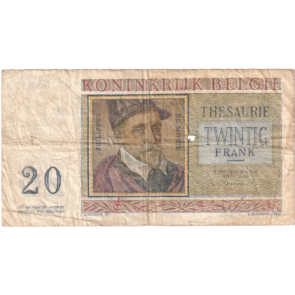 Belgique, 20 Francs, 1956-04-03, B