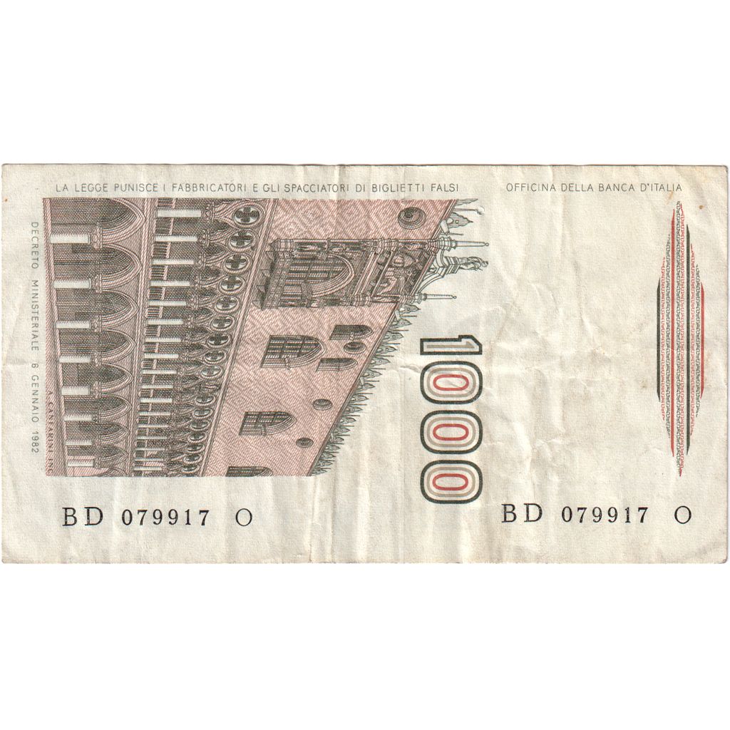 Italy, 1000 Lire, 1982-01-06, VF(20-25)