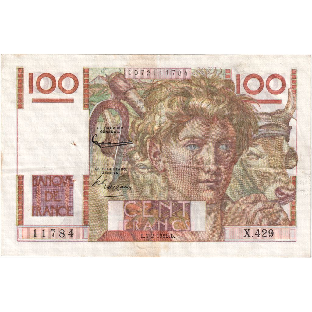 Frankreich, 100 Francs, Jeune Paysan, 1952-02-07, X.429, SS