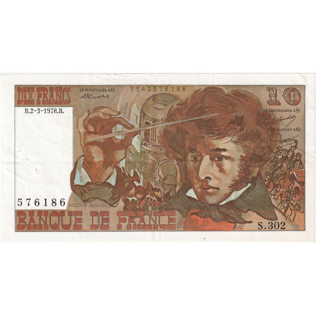 France, 10 Francs, Berlioz, 1978-03-02, S.302, EF(40-45)