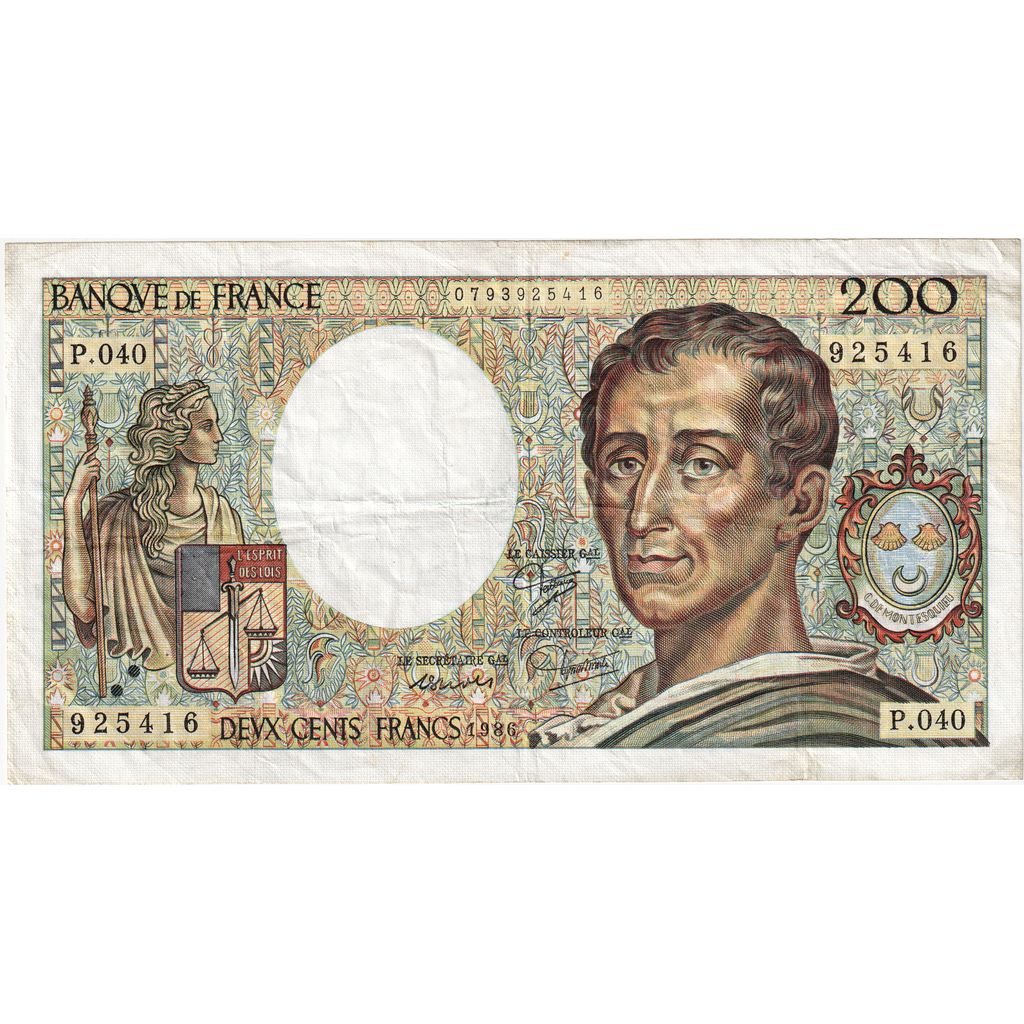 Francia, 200 Francs, Montesquieu, P.040, BC