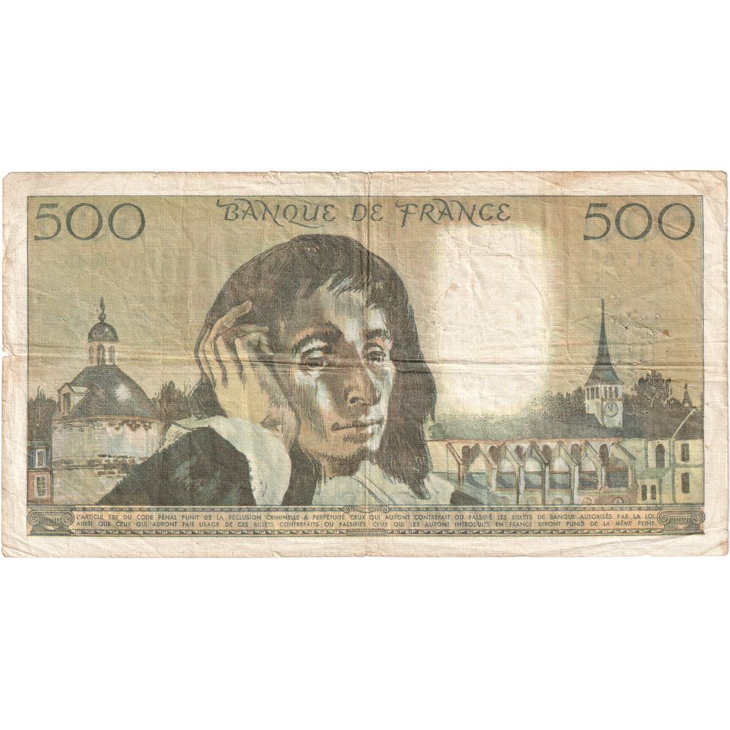 France, 500 Francs, Pascal, 1974-12-05, M.48, VF(20-25)