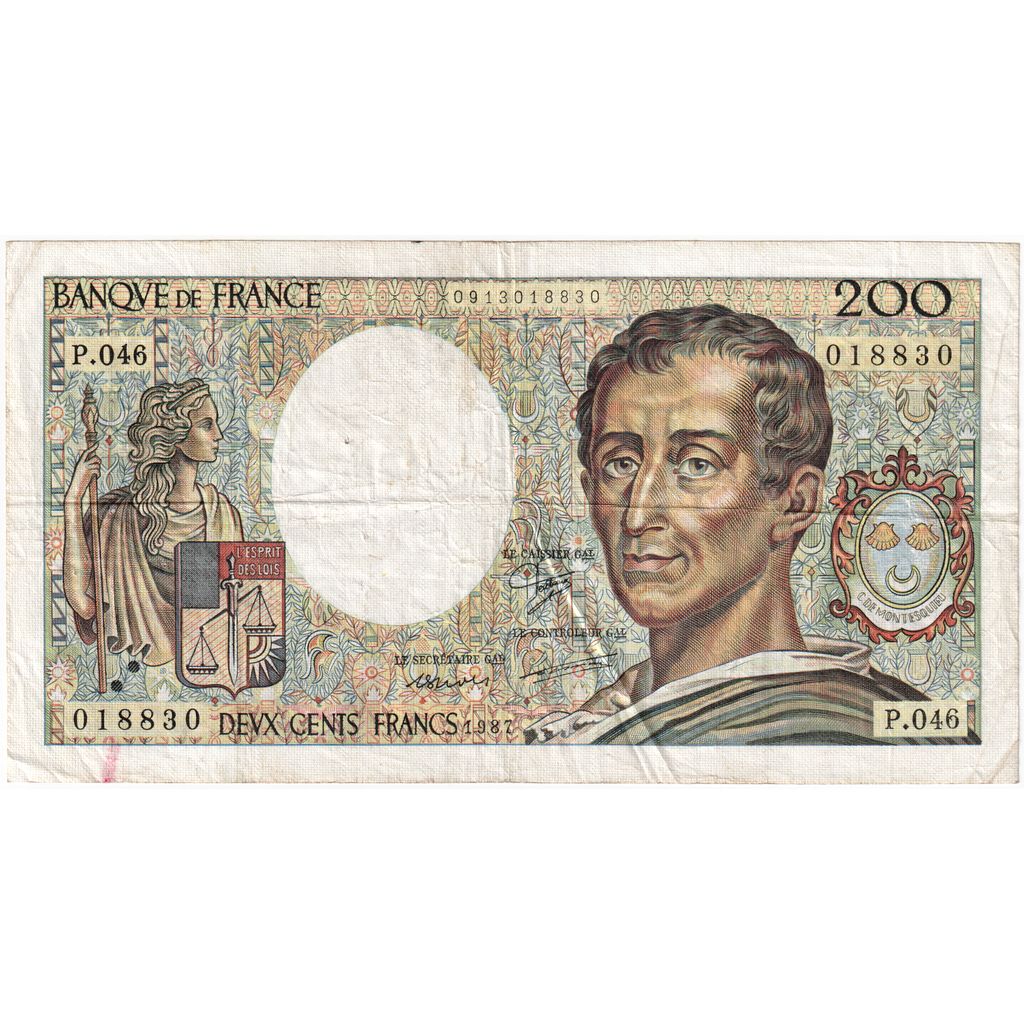 France, 200 Francs, Montesquieu, P.046, VF(20-25)