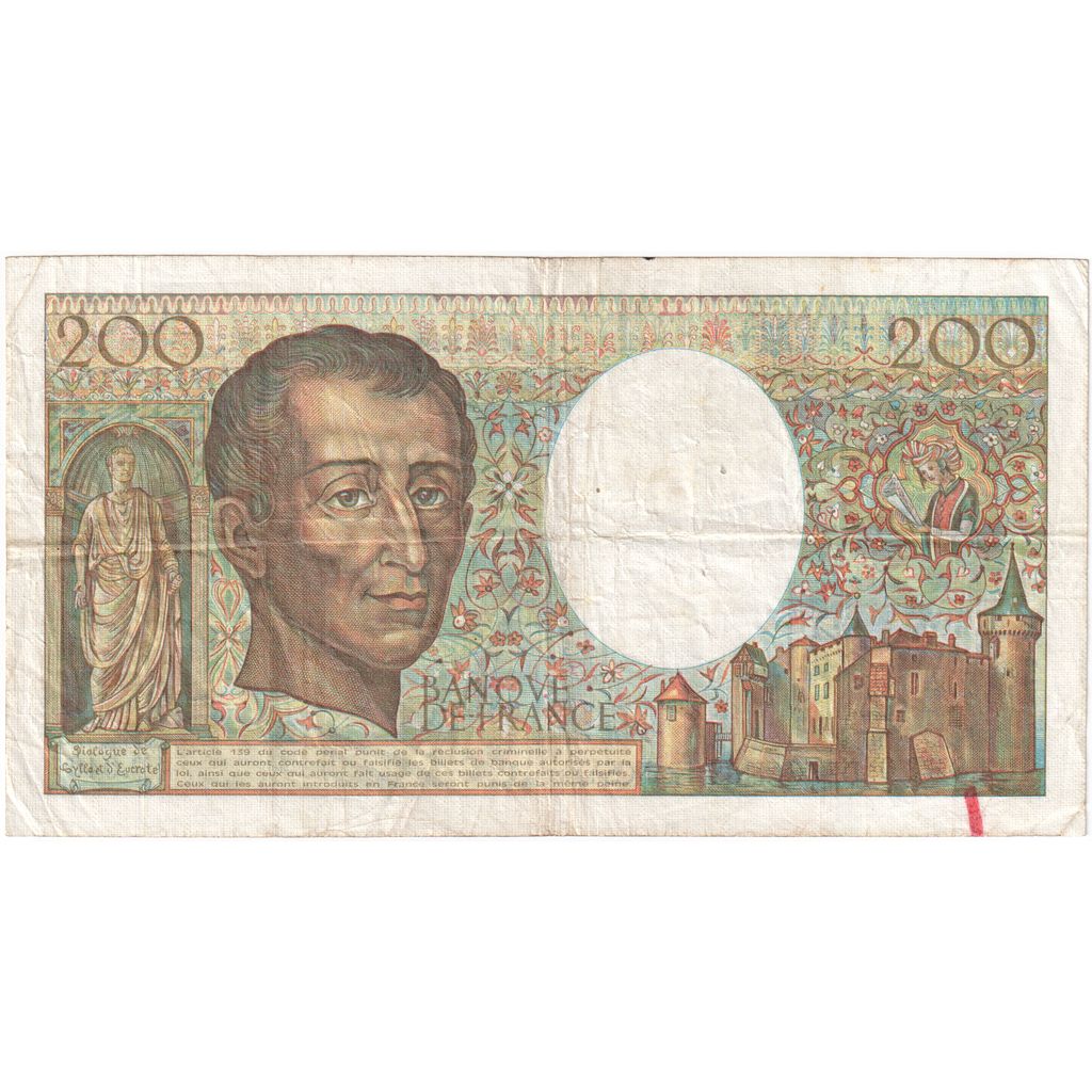 France, 200 Francs, Montesquieu, P.046, VF(20-25)