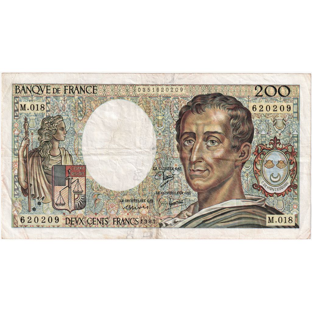 Francja, 200 Francs, M.018, VF(20-25)