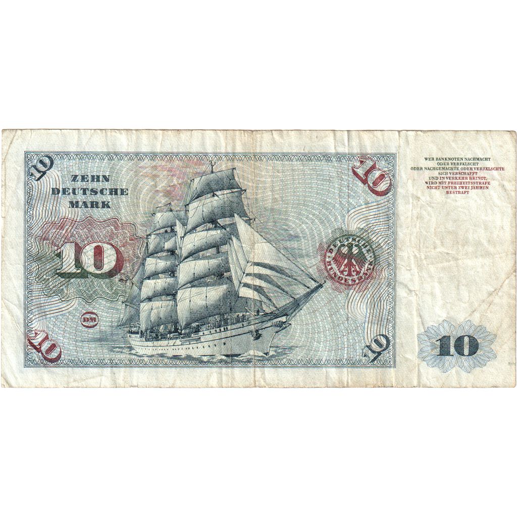 République fédérale allemande, 10 Deutsche Mark, 1970-01-02, TB