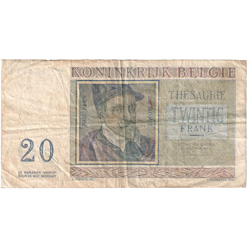 Belgique, 20 Francs, 1956-04-03, TB