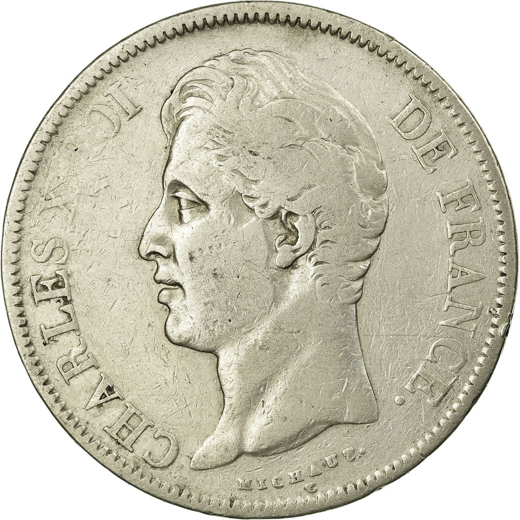 Coin, France, Charles X, 5 Francs, 1830, Bayonne, VF(20-25), Silver, KM:728.8