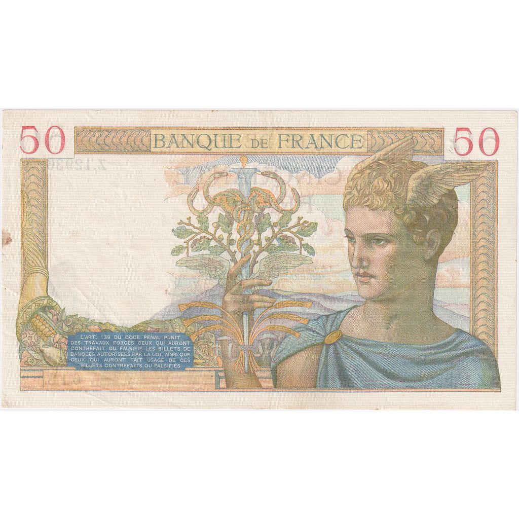Francja, 50 Francs, Cérès, 1940-03-14, Z.12936, EF(40-45)