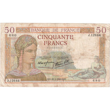Francia, 50 Francs, Cérès, 1940-02-22, J.12644, MB