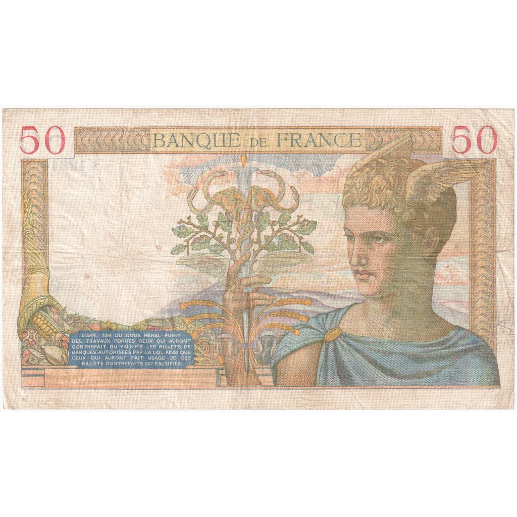 France, 50 Francs, Cérès, 1940-02-22, S.12616, VF(20-25)