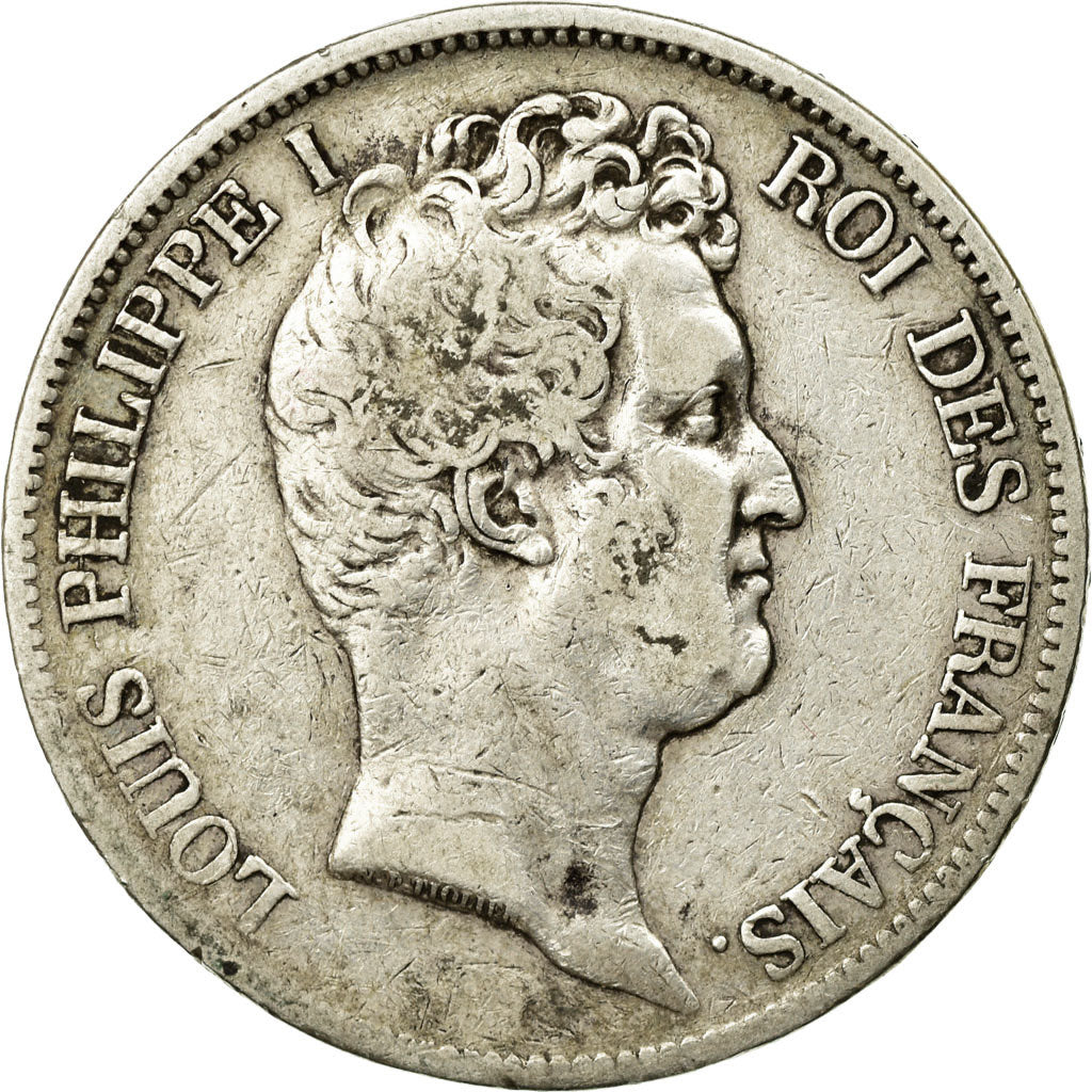 Moneda, Francia, Louis-Philippe, 5 Francs, 1830, Paris, BC+, Plata, KM:735.1