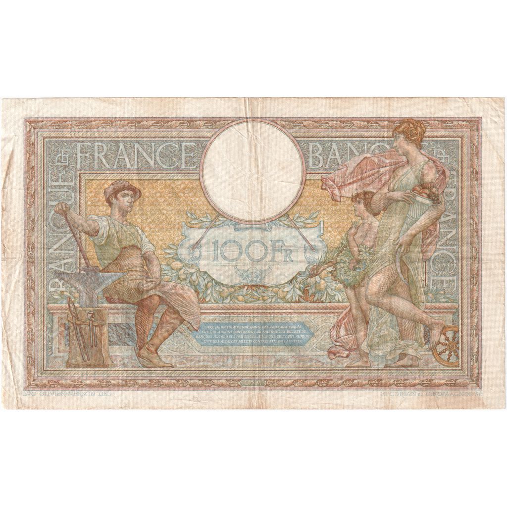 Francja, 100 Francs, Luc Olivier Merson, 1937-09-09, X.55556, VF(20-25)