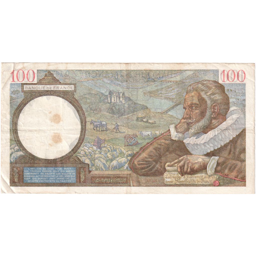 France, 100 Francs, Sully, 1940-11-28, O.16747, TB