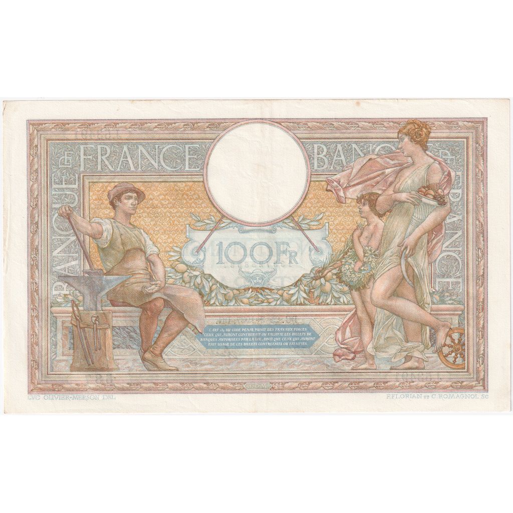 Francia, 100 Francs, Luc Olivier Merson, 1937-03-25, J.53491, MBC