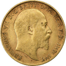 Great Britain, Edward VII, 1/2 Sovereign, 1908, Gold, EF(40-45), KM:804